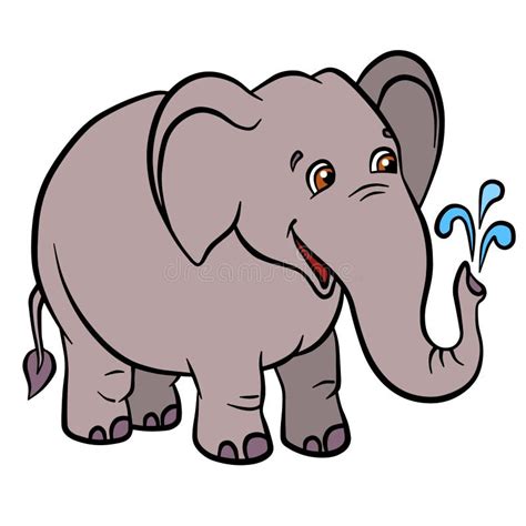 Cartoon Wild Animals for Kids. Little Cute Elephant. Stock Vector - Illustration of animal ...