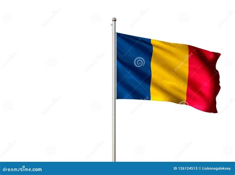 Chad National Flag Waving Isolated White Background Realistic 3d