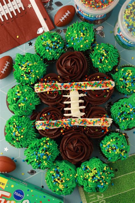 Football Cupcake Pull Apart Cake Recipe Pillsbury Baking