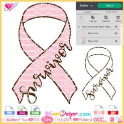 lllᐅ Survivor Pink Ribbon SVG - sublimation DTF Cricut silhouette