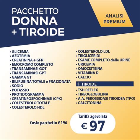 Pacchetto Analisi Premium DONNA TIROIDE Pacchetti Salute Marilab