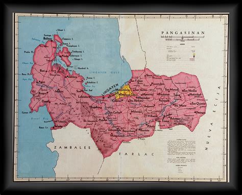 1959 Vintage Map of Pangasinan Province, Philippines - 11 x 14 inch Hi