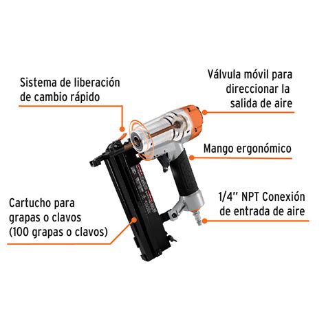 Ficha Tecnica Clavadora y engrapadora neumática profesional calibre 18