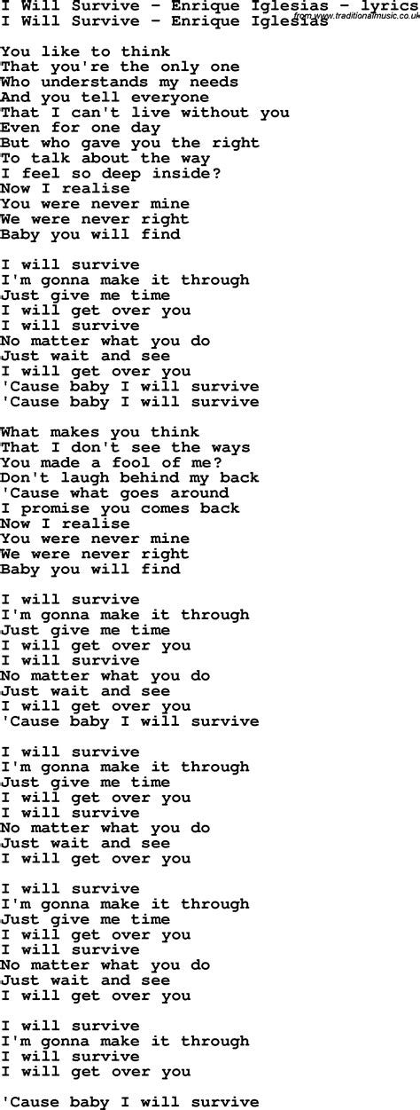 Liedtext I Will Survive - Liedtexte