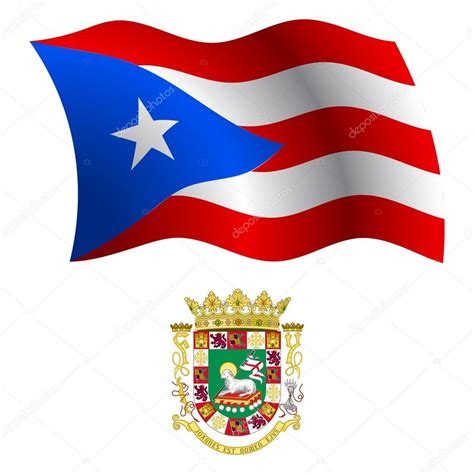 Puerto Rico Ondulado Bandera Y Abrigo Vector De Stock 29747339 De