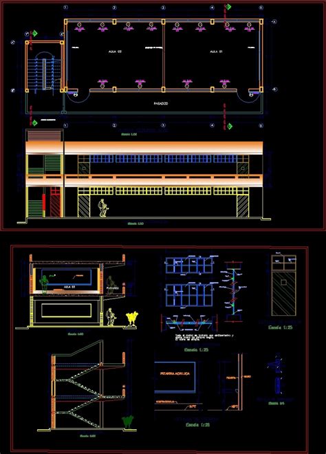 Amplification Classrooms At Second Floor In Huancayo School Dwg Detail For Autocad • Designs Cad