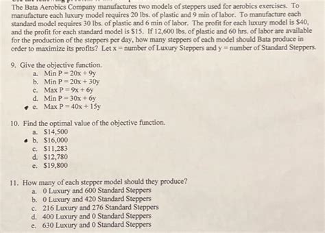 Solved The Bata Aerobics Company Manufactures Two Models Of Chegg