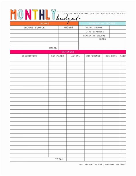 50 Personal Financial Plan Template Excel | Ufreeonline Template