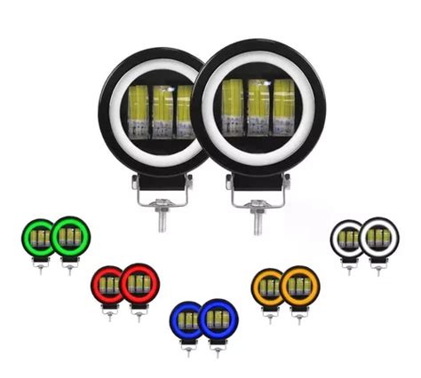 Par Faros Hiper Led Lupa Ojo Ngel Estrobo Arillo Gel Cob Env O Gratis