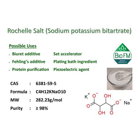 G Rochelle Salt Potassium Sodium Tartrate Tetrahydrate On Ebid