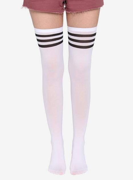 Black And White Varsity Stripe Thigh Highs Hot Topic