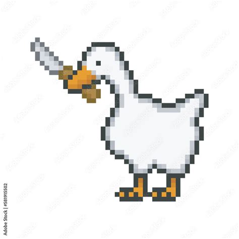 Goose with knife, pixel art meme Stock Vector | Adobe Stock