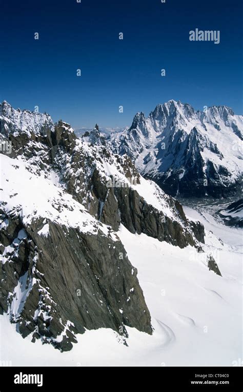 France Alps Savoie Chamonix Aiguille Du Dru Aiguille Verte Stock