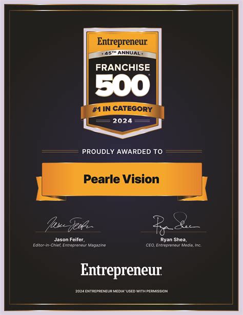 Pearle Vision Recently Received A Ranking Of 37 In The Entrepreneur