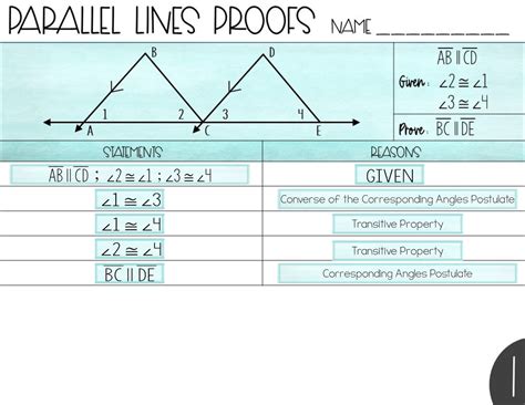 R Brackett Parallel Lines Proofs Sort Activity Reasons Only Bio