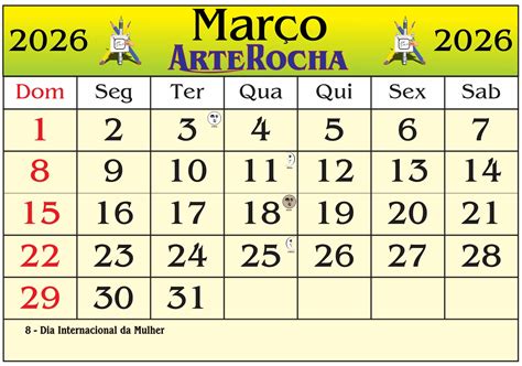 Mês De Março 2026 - Calendario do mes de marco 2026 | Calendário 2025