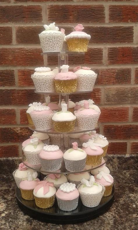 Dusky Pink And Ivory Christening Cupcakes Decorated Cakesdecor