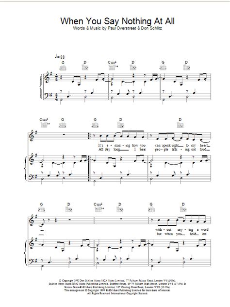 Ronan Keating When You Say Nothing At All Sheet Music Chords For