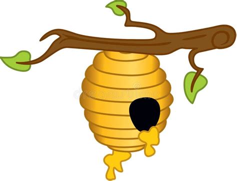 Hanging Bee Hive Branch Tree Stock Vector Illustration Of Cute