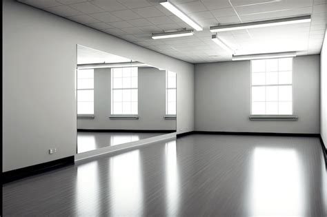 Premium Photo | Large bright empty yoga studio with mirrors on wall