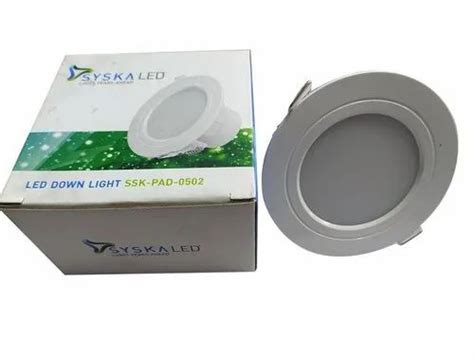 9 W Cool Daylight Syska LED Round Downlight IP44 Model Name Number