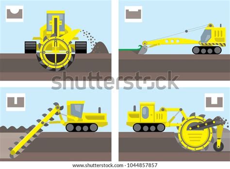 Types Machines Digging Ditches Trench Roads Stock Vector (Royalty Free ...