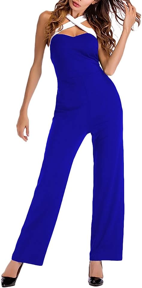 Jumpsuit Damen Elegant Lang Sommer Weites Bein Playsuit Ärmellos