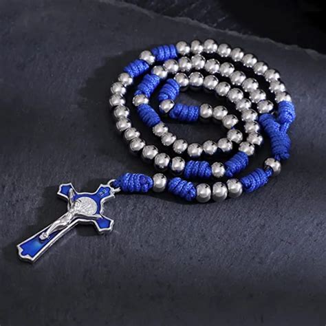 Komi Handmade Stainless Steel Rosary Beads Necklace Braided By Durable