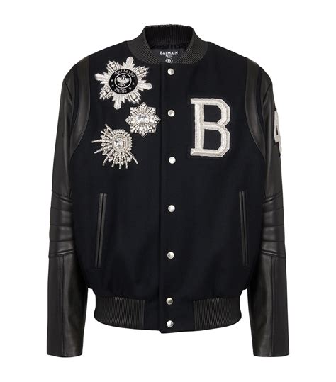 Mens Balmain Black Appliqué Detail Bomber Jacket Harrods Uk