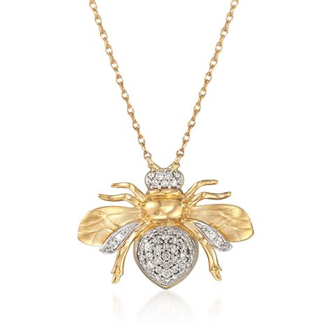 21 Ct Tw Diamond Bee Pendant Necklace In 14kt Yellow Gold Ross Simons