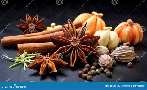 Traditional Spices Anise Star Anise Ingredients For Cooking Many