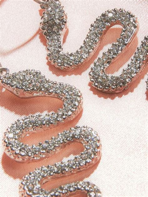 1pair Rhinestone Decor Serpentine Hoop Drop Earrings SHEIN USA