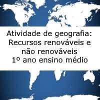 Atividade De Geografia Recursos Renov Veis E N O Renov Veis Ano