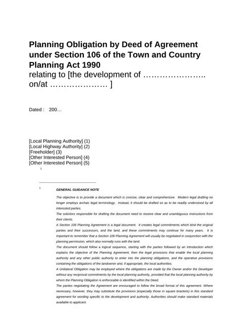 Pdf Planning Obligation By Deed Of Agreement Under Section