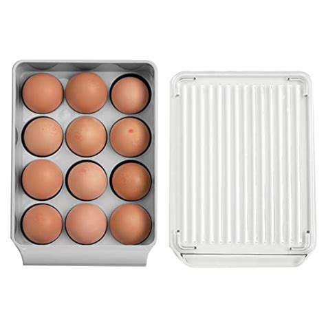 Mdesign Stackable Plastic Covered Egg Tray Holder Storage Container