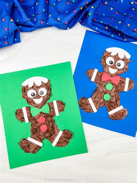 Gingerbread Man Tissue Paper Craft For Kids [Free Template]