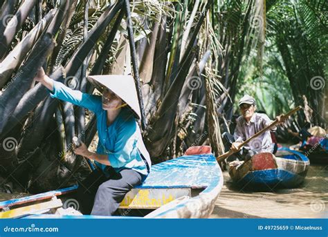 Vietnamese Rowing Boats Editorial Stock Image Image 49725659