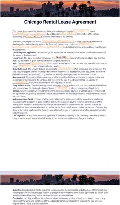 Chicago Rental Lease Agreement Sign Templates Jotform