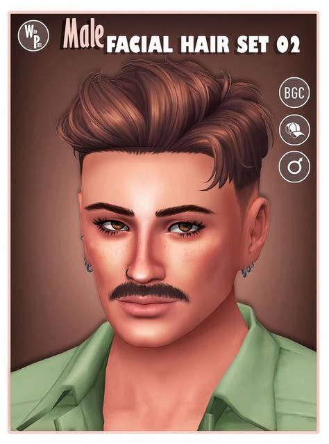 Male Facial Hair Set 02 Wild Pixel Hair Setting Facial Hair Sims Hair