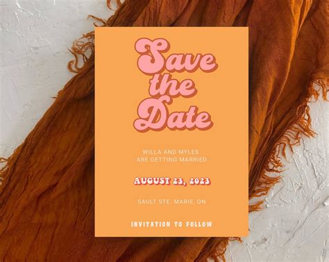 Retro Wedding Save The Date Template Printable Save The Date Etsy