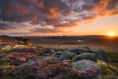 Summer Sunset On Stanage Edge Peak District Photography Peak