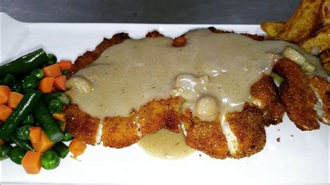 Chicken Schnitzel With Mushroom Gravy Sauce Youtube