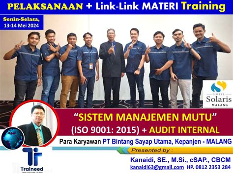 Pelaksanaan Link Materi Training Audit Internal Sistem Manajemen