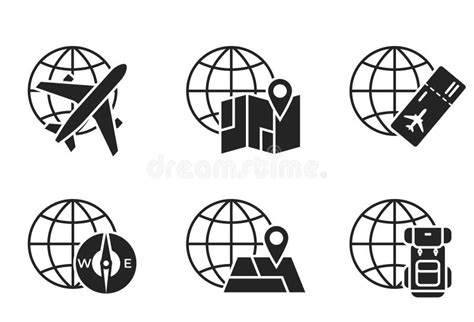 World Travel Icon Set Globe Illustration Vacation And Journey Symbols