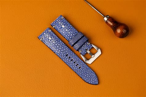 Bespoke Double Pearl Blue Stingray Watch Strap Panerai Watch Band 20mm