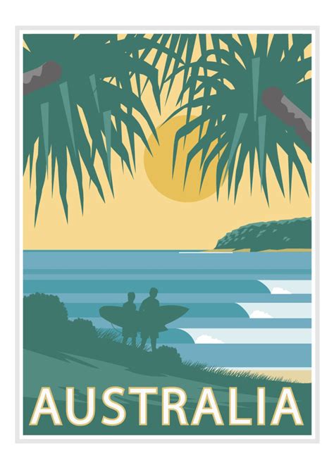 Australia Vintage Poster, Vintage Travel Poster, Art Deco Travel Poster ...