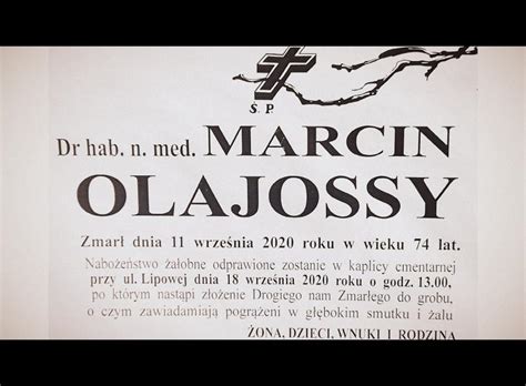 Ostatnie pożegnanie 11 września zmarł dr hab n med Marcin