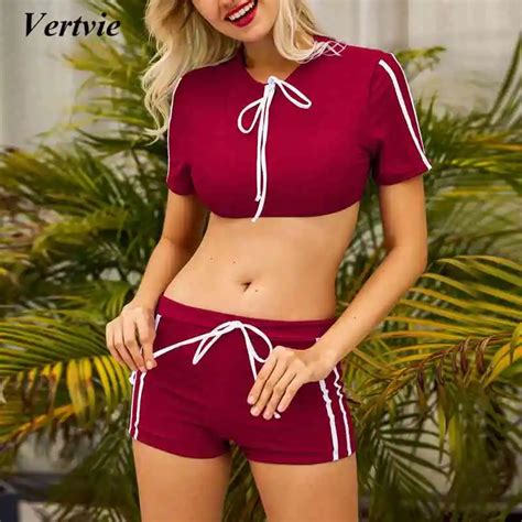 Vertvie Sports Swimwear Women Biquini Thong Bikini 2019 Swimsuit Female