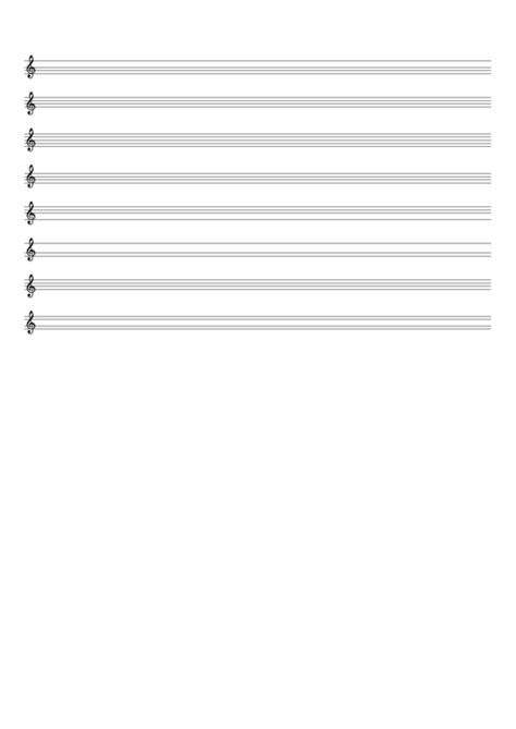 Blank Staff Paper 8 Staves Landscape Treble Clef Printable Pdf Download