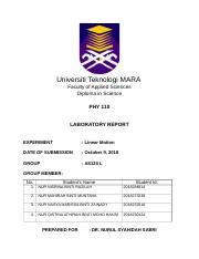 4 Linear Motion Docx Universiti Teknologi MARA Faculty Of Applied